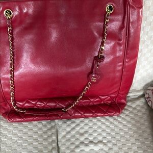 Large red Chanel tote